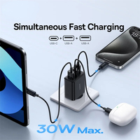 30W USB Charger QC3.0 PD3.0 Type C PD Fast Charging 3 Ports Quick Phone Charger For iPhone 15 14 13Pro Max Xiaomi Samsung