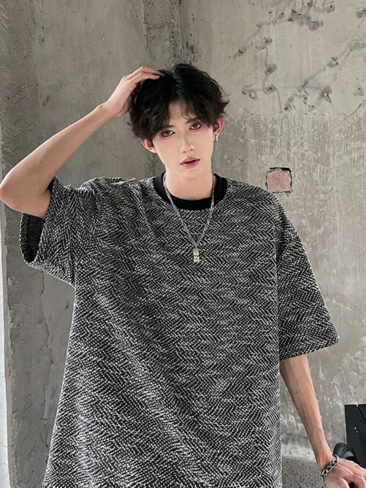 

Летняя футболка с коротким рукавом «Звездная ночь» для мужчин, свободного кроя, вязаная, в американском ретро-стиле, из смесового хлопка и полиэстера