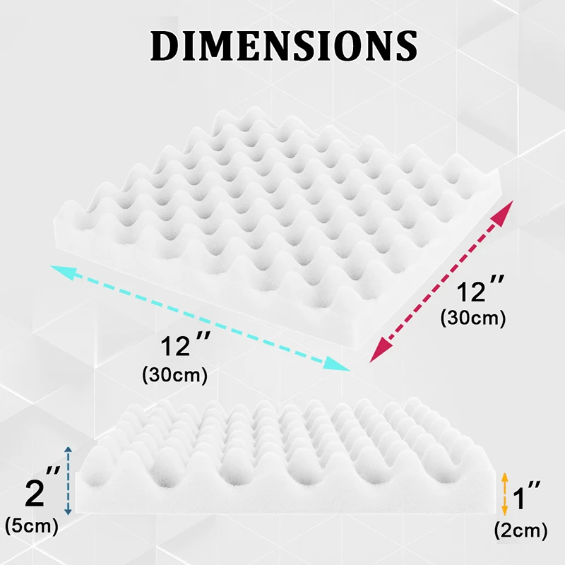 방음 방음 에그 크레이트 폼 방음 폼 패딩 어쿠스틱 패널 스튜디오 어쿠스틱 폼 흡음 소재, 6/12/24 피스