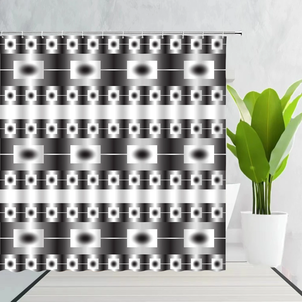 

Boho Native Navajo Ethnic Shower Curtain Southwestern Black White Geometric Abstract Tribal Fabric Bath Curtains Bathroom Decor