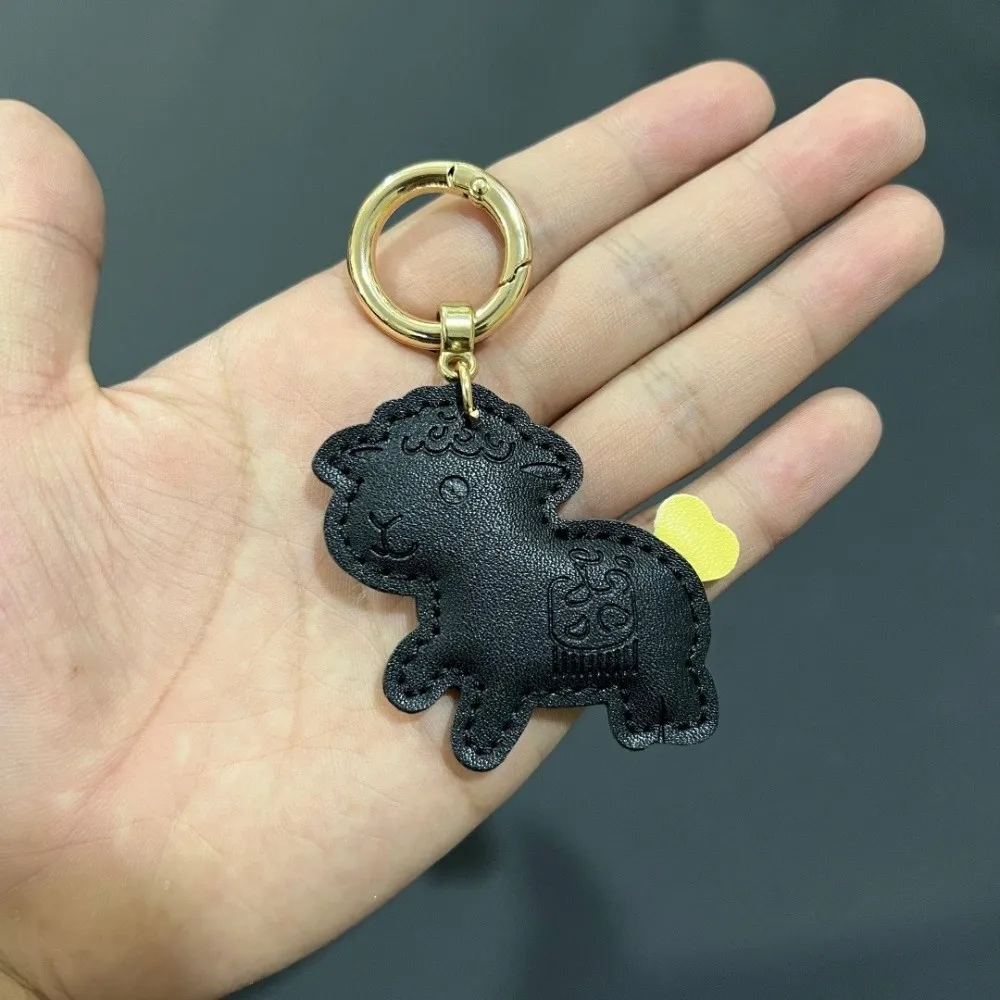 Rich and Lucky Cartoon Pu Lamb Keychain Leather Zodiac Goat Sheep Bag Charm Goat Ornament Year of Goat Car Key Ring Bag Hanging