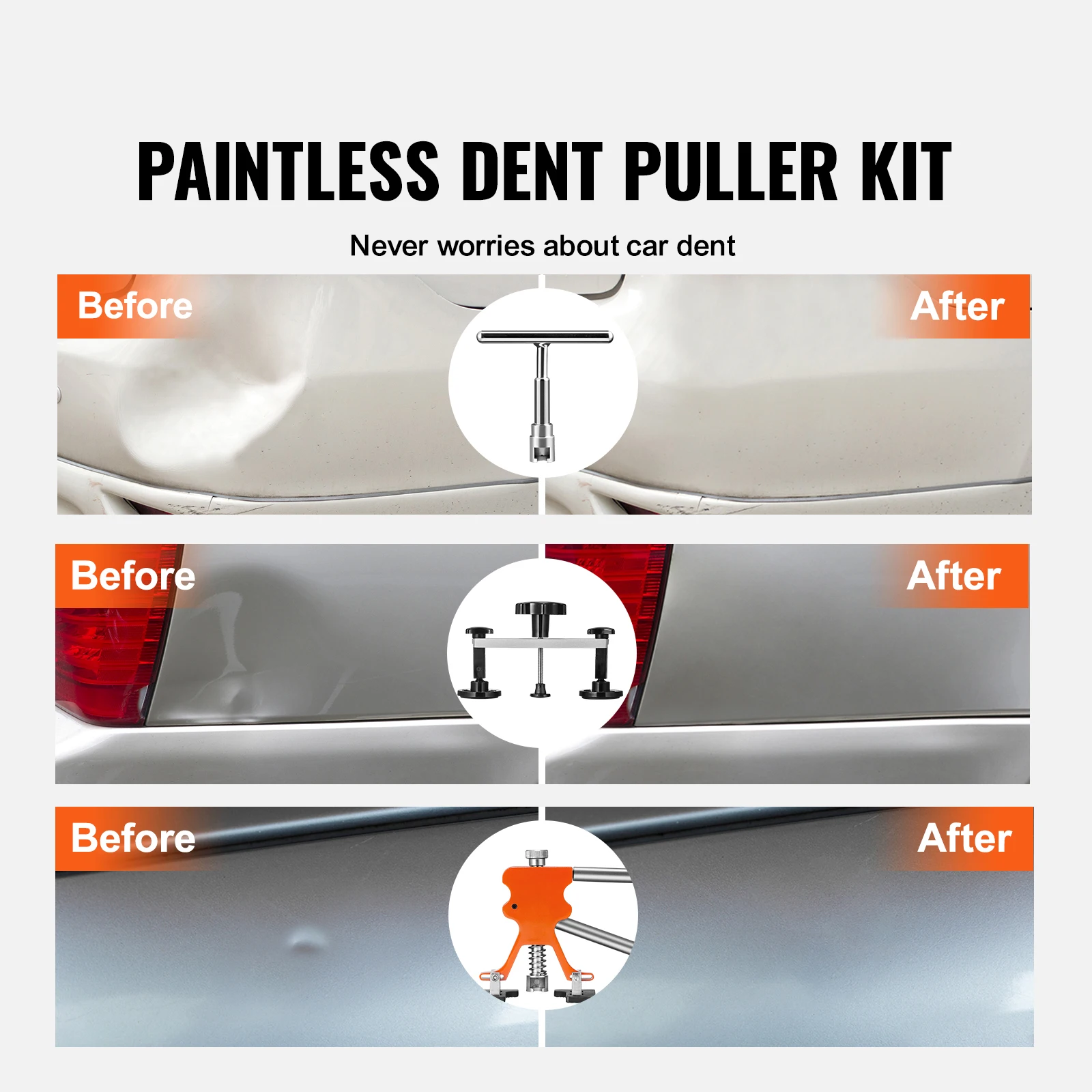 SucceBuy 107 PCS Dent Removal Kit, Paintless Dent Repair Kit Suction Cup Dent Puller for Auto Body Dents, Hail Damage, Door Ding