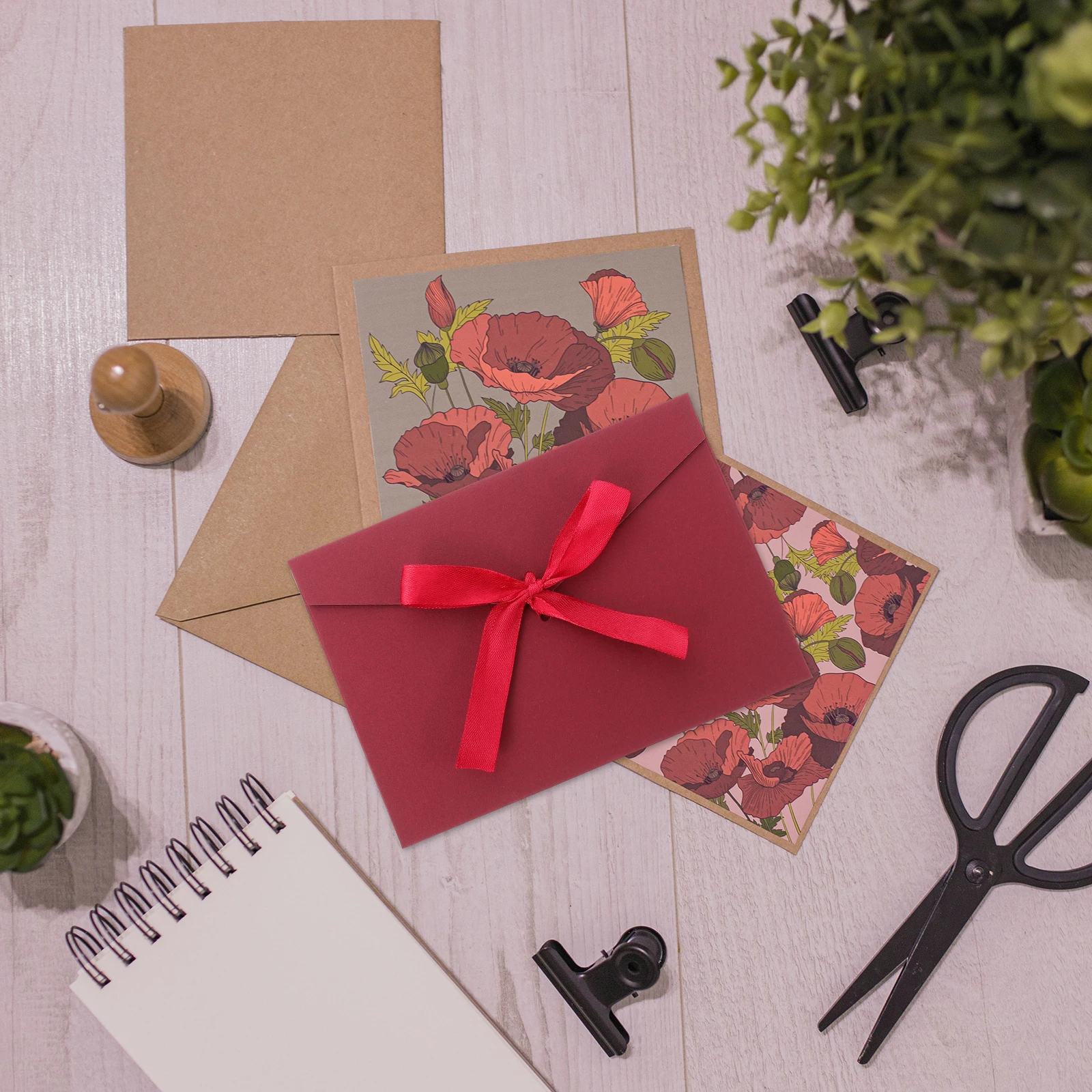 

10 Pcs Bow Postcard Envelopes Decorative Small Colored Cloth Thickened Packaging Envelope Wedding Invitations Reply Letter