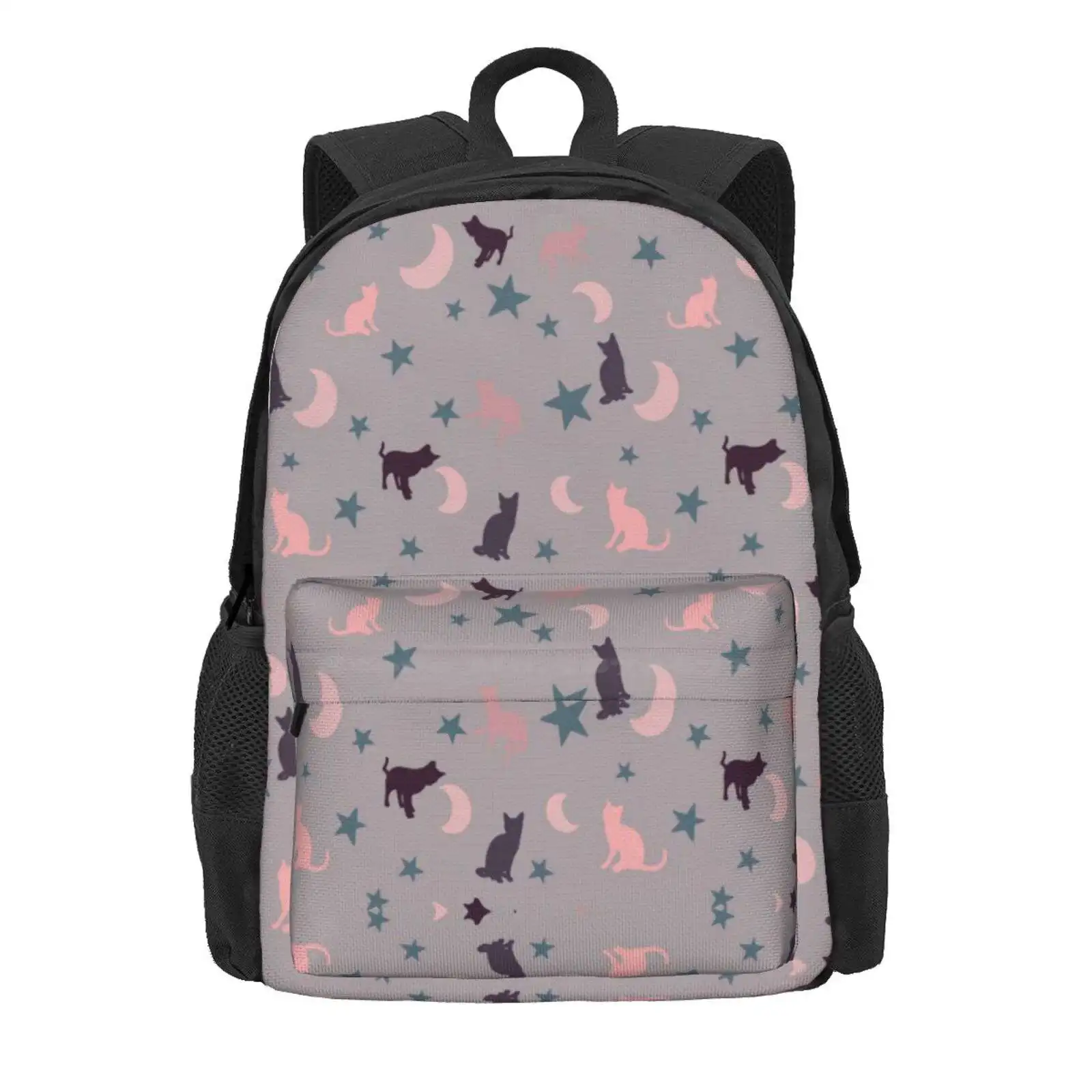 Gray Cat Galaxy Hot Sale Schoolbag Backpack Fashion Bags Cat Galaxy Colorful Animals Cute Girl Feminine Gamer Sky Moon Star