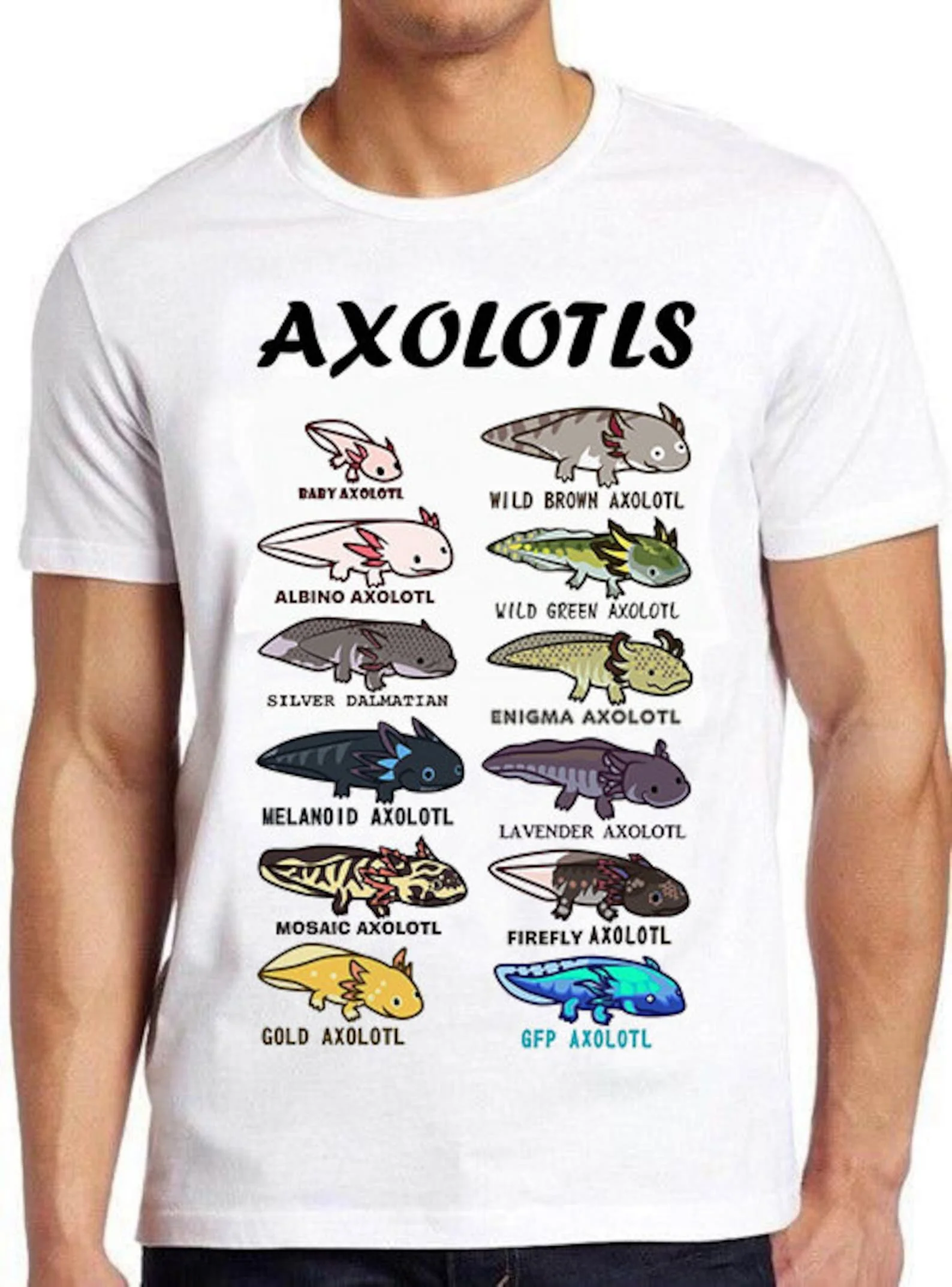 Axolotl Types Names List Cl ic Retro Film Gamer Cult Meme Movie Music Cool Gift Tee T Shirt 1015