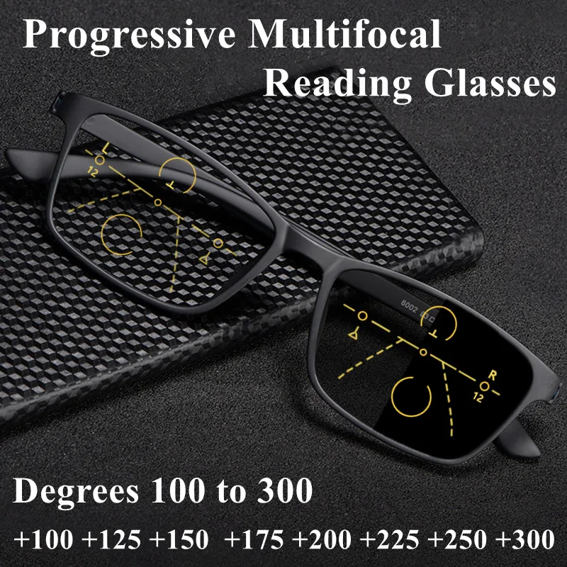 

Photochromic Progressive Multifocal Reading Glasses Men Women Plastic Titanium Screwless Presbyopic Glasses TR90 Eyeglasses +175