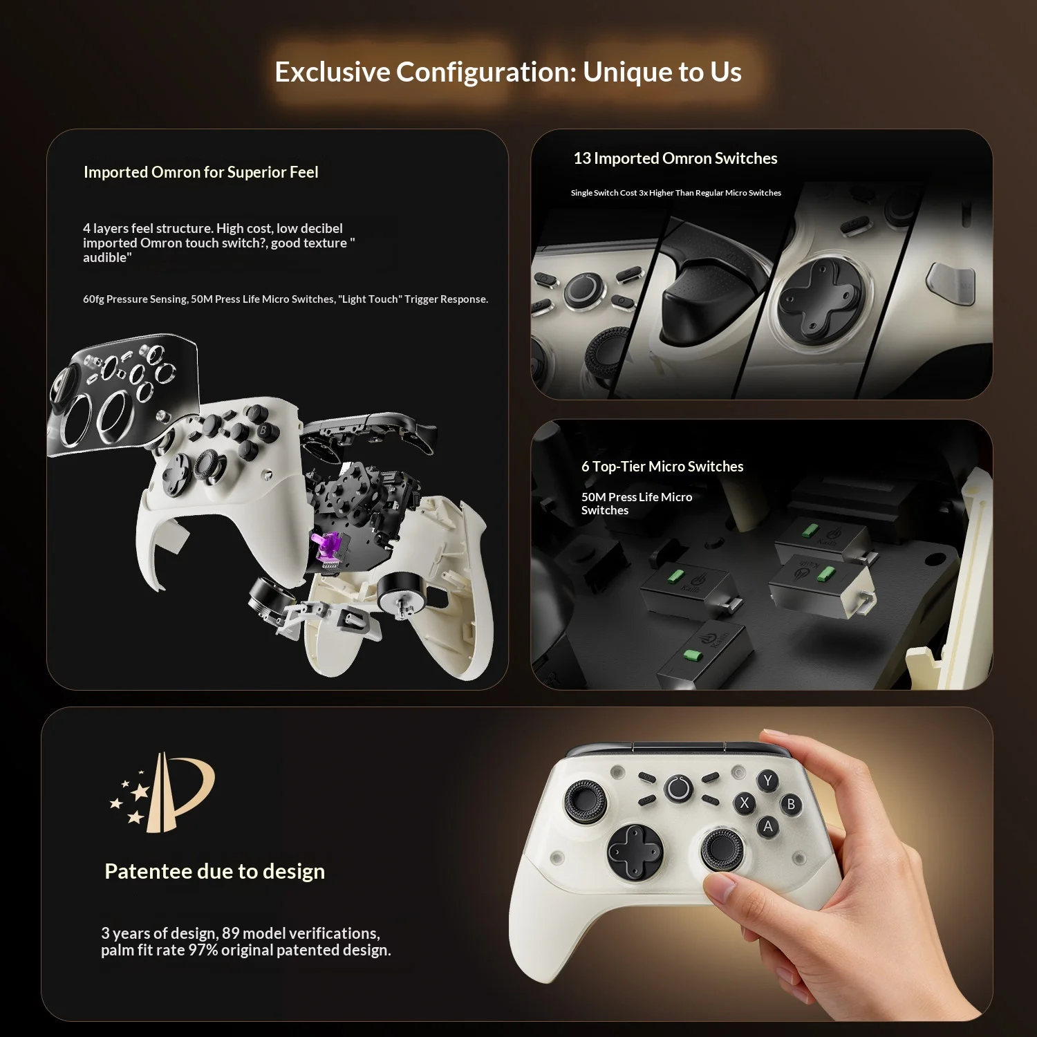 Gripure HaptiX-1 Game Controllers Tri Mode Wireless Gamepad Hall-Effect Trigger Capacitive Joystick Gamepads For PC/NS/TV/Phone