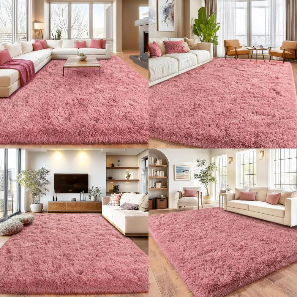 

Fluffy Rugs for Living Room, Soft Shaggy for Bedrooms, Blush Area Rug for Bedroom, Cozy Fuzzy Carpet for Kids, Perfect Indoor De