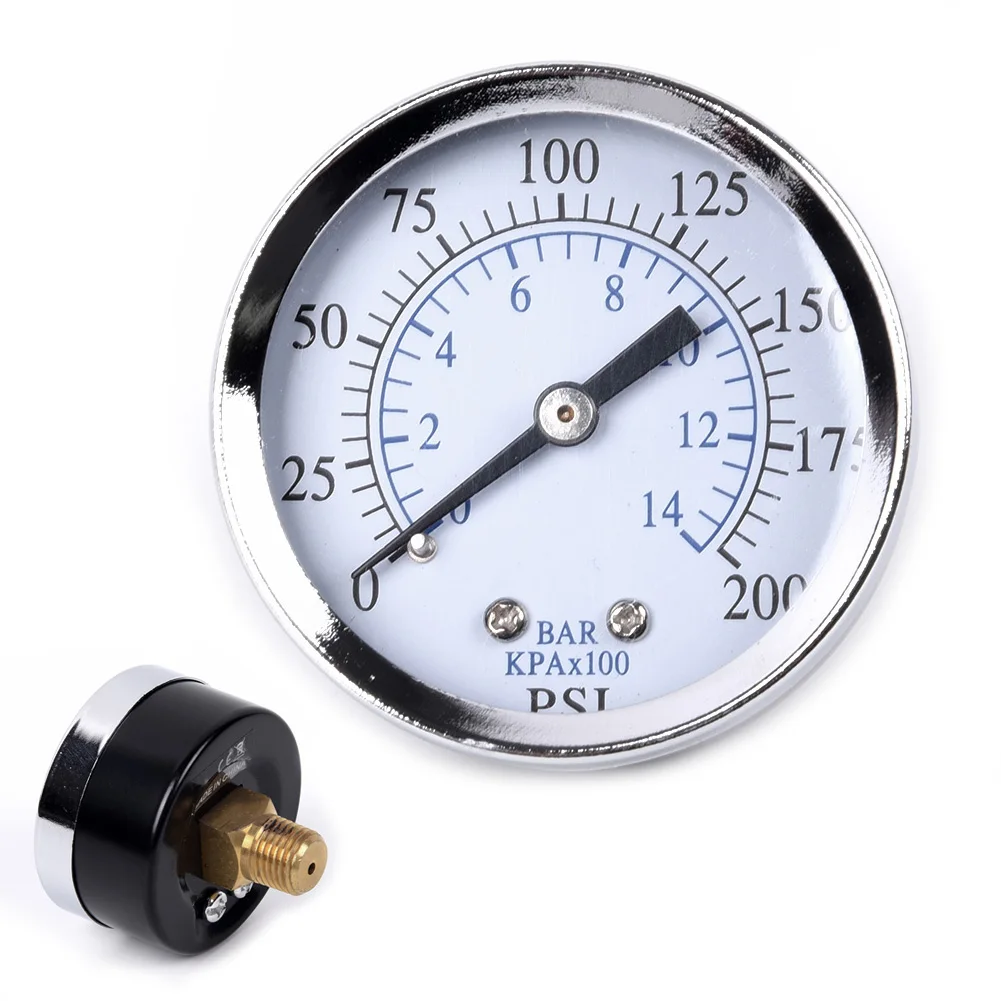Stable Performance Mini Pressure Gauge 200 PSI 14 Bar with Brass Construction and Back Mount Design for Air Oil Water