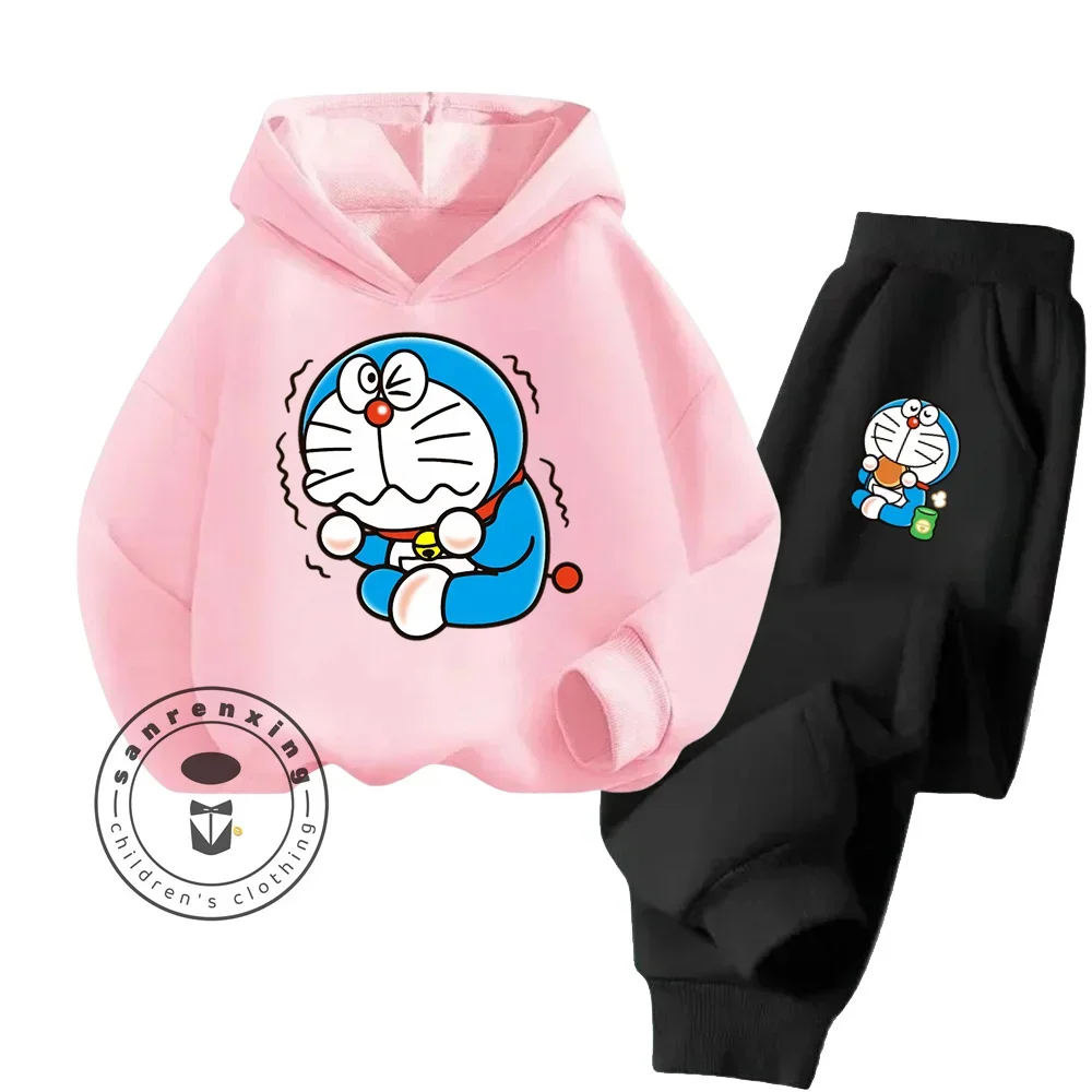 2024 Cartoon Animation Doraemon Hoodie Truck Set Boys Girls Printed Hoodie 3-14 Years Children\'s Clothing Long Sleeve Sweatshirt