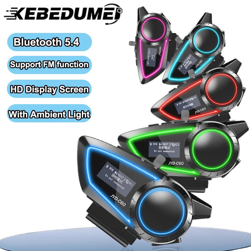 

Bluetooth-гарнитура для мотоциклетного шлема, 1000 мАч, сверхдлительный режим ожидания, беспроводная громкая связь с HD-экраном, мотоциклетные наушники