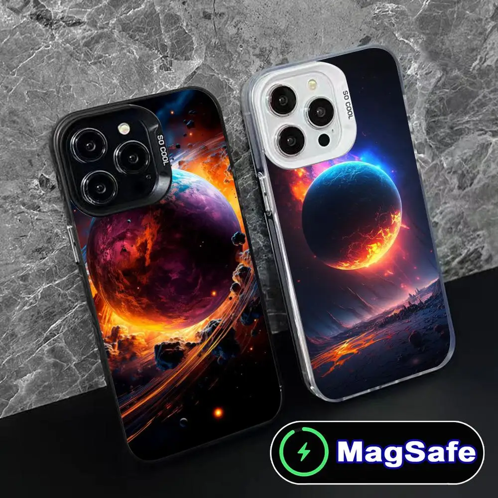 

Чехол для телефона Universe Star Starry для iPhone 17 16 15 14 13 12 11 Air Pro Max Plus MagSafe, полупрозрачный, разноцветный