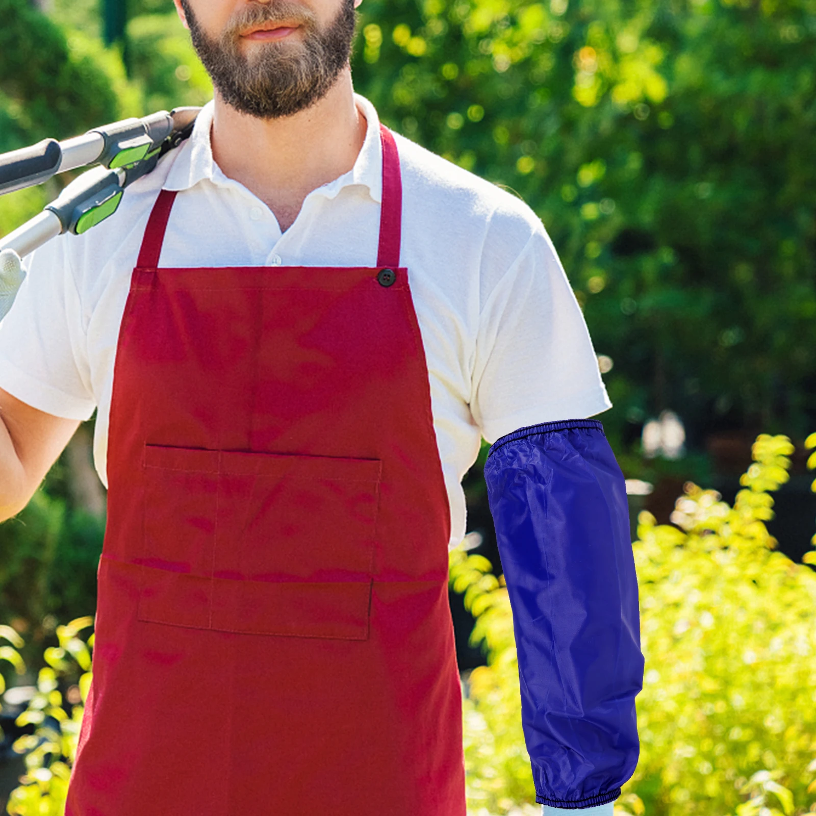 

1Pair PVC Waterproof Oilproof Durable Kitchen Arm Sleeves Covers Oversleeves Elastic Fit Cleaning Sleevelets Blue