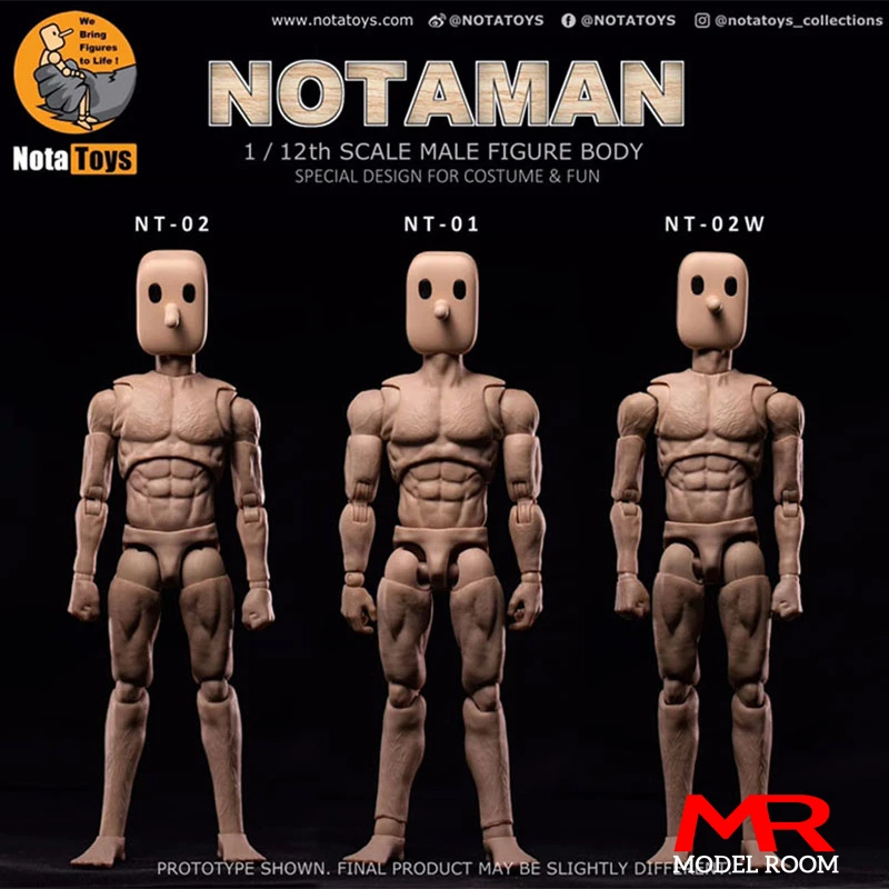 Notaman 1/12 Square-headed Male Action Figure Joint Body Doll NT-01 NT-02 NT-02W 6'' Male Soldier Flexible Body Model Toy