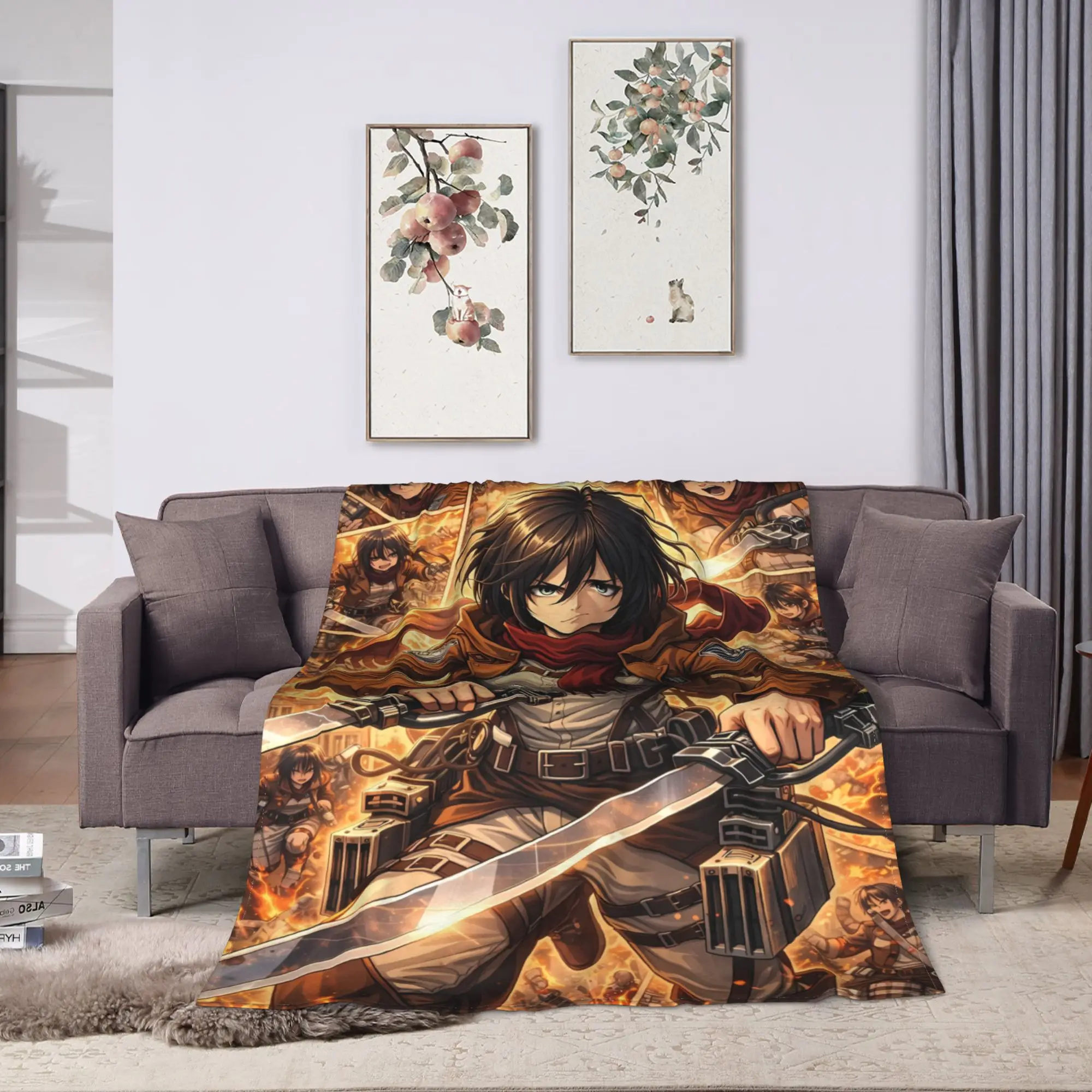 Anime Attack on Titan Flannel Blankets  Soft Throw Blanket for Couch Bed Travel Office Funny Bedspread Sofa Bed Cover