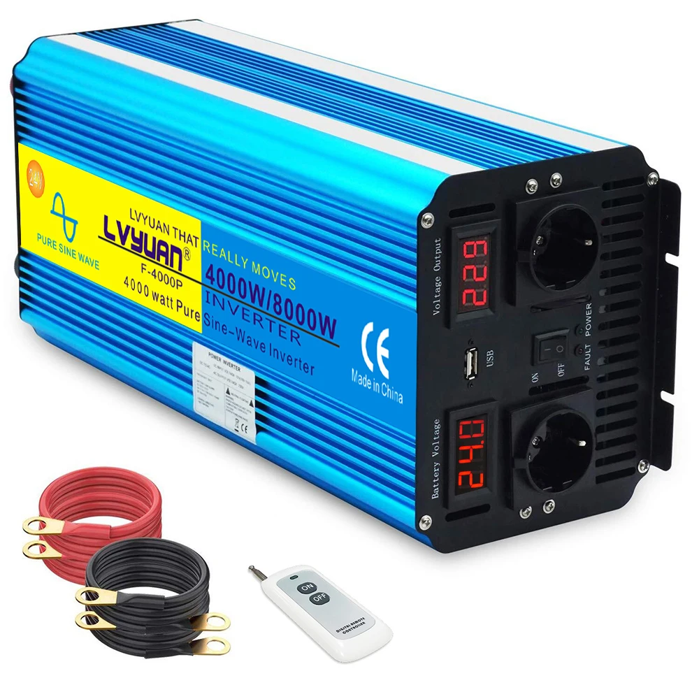 

LVYUAN 4000w Pure Sine Wave Inverter 12v 24v DC To AC With LED Display Remote Controller For Truck RV