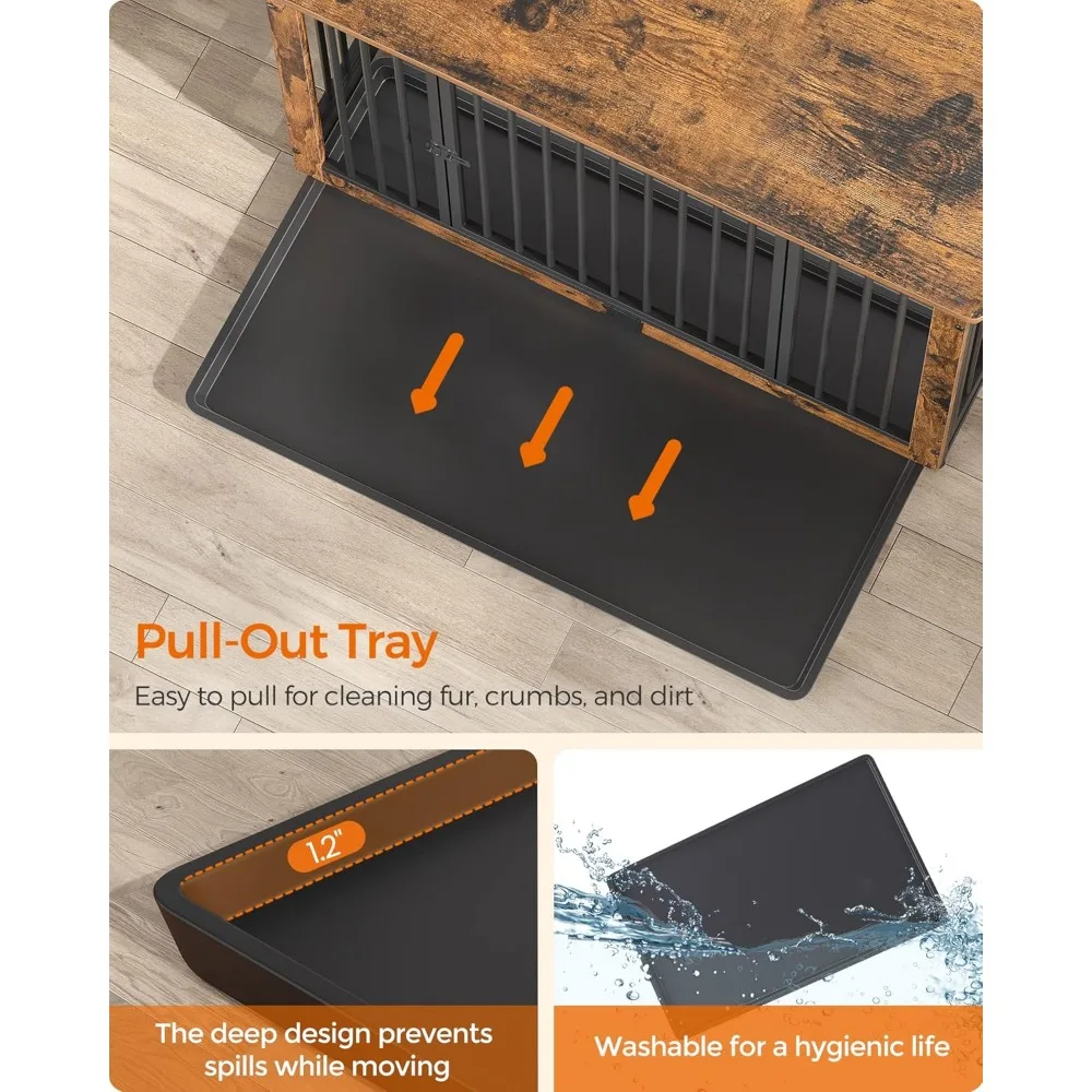 Dog Crate Furniture, 38 Inches Dog Kennel , with Removable Tray, Heavy-Duty Dogs Cage End Table,