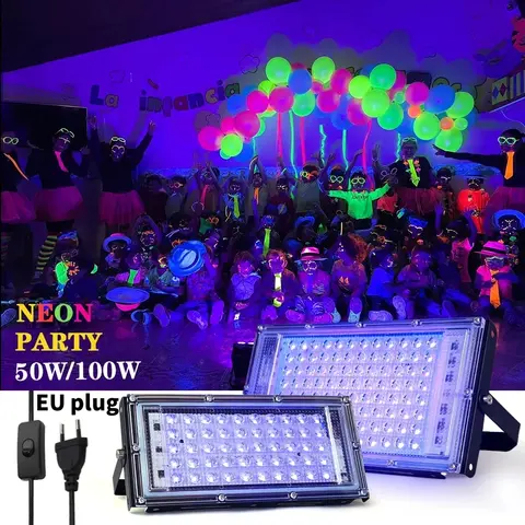 50W 100W Led UV Floodlight Ultraviolet Stage Lamp LED Stage Blacklight Waterproof Disco Party Stage Backlight