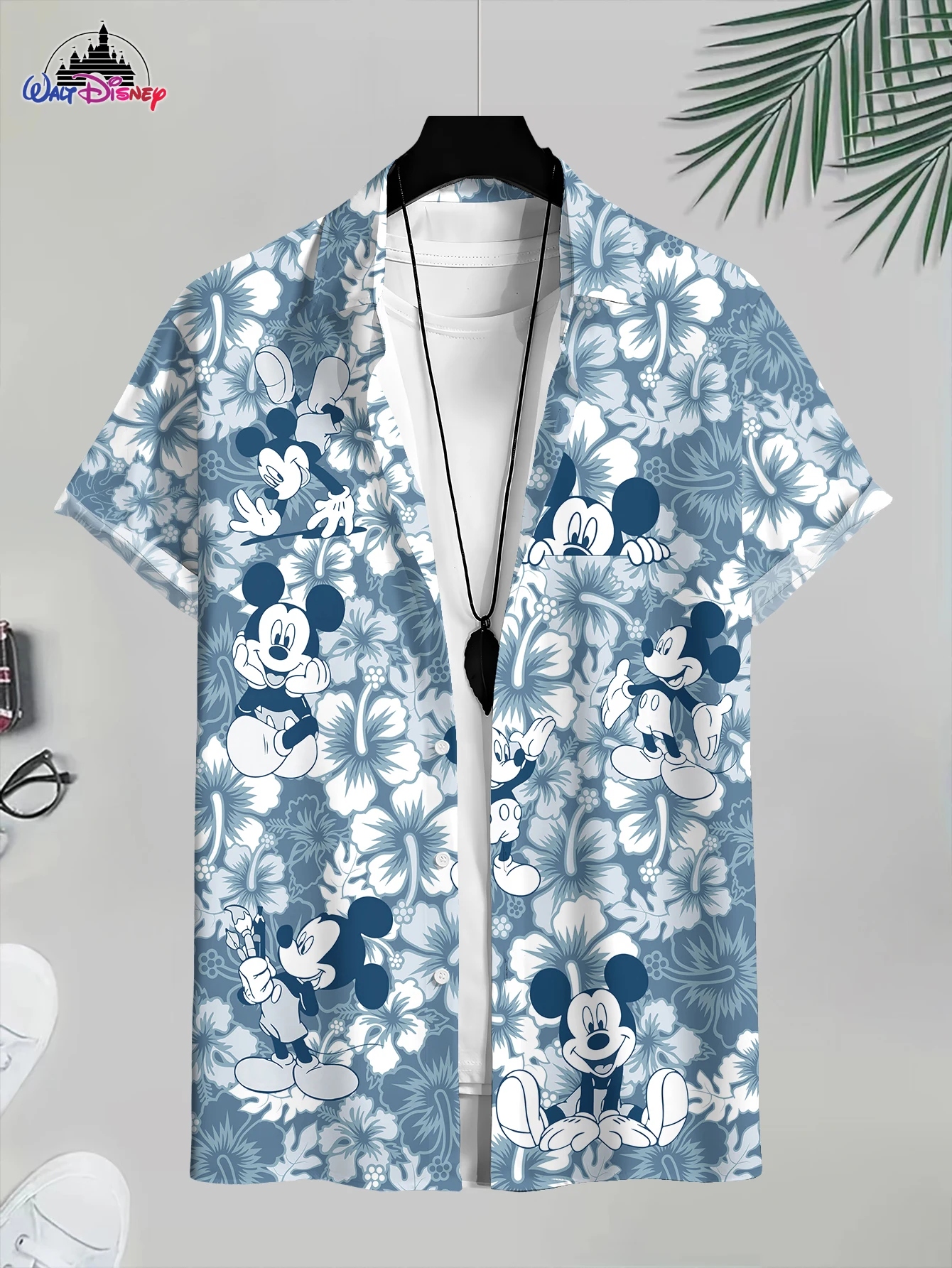Summer New Men's Short - Sleeve Shirt Collection: 3D Mickey Beach, 3D Donald Duck, 3D Mickey Emoji Print Assortment
