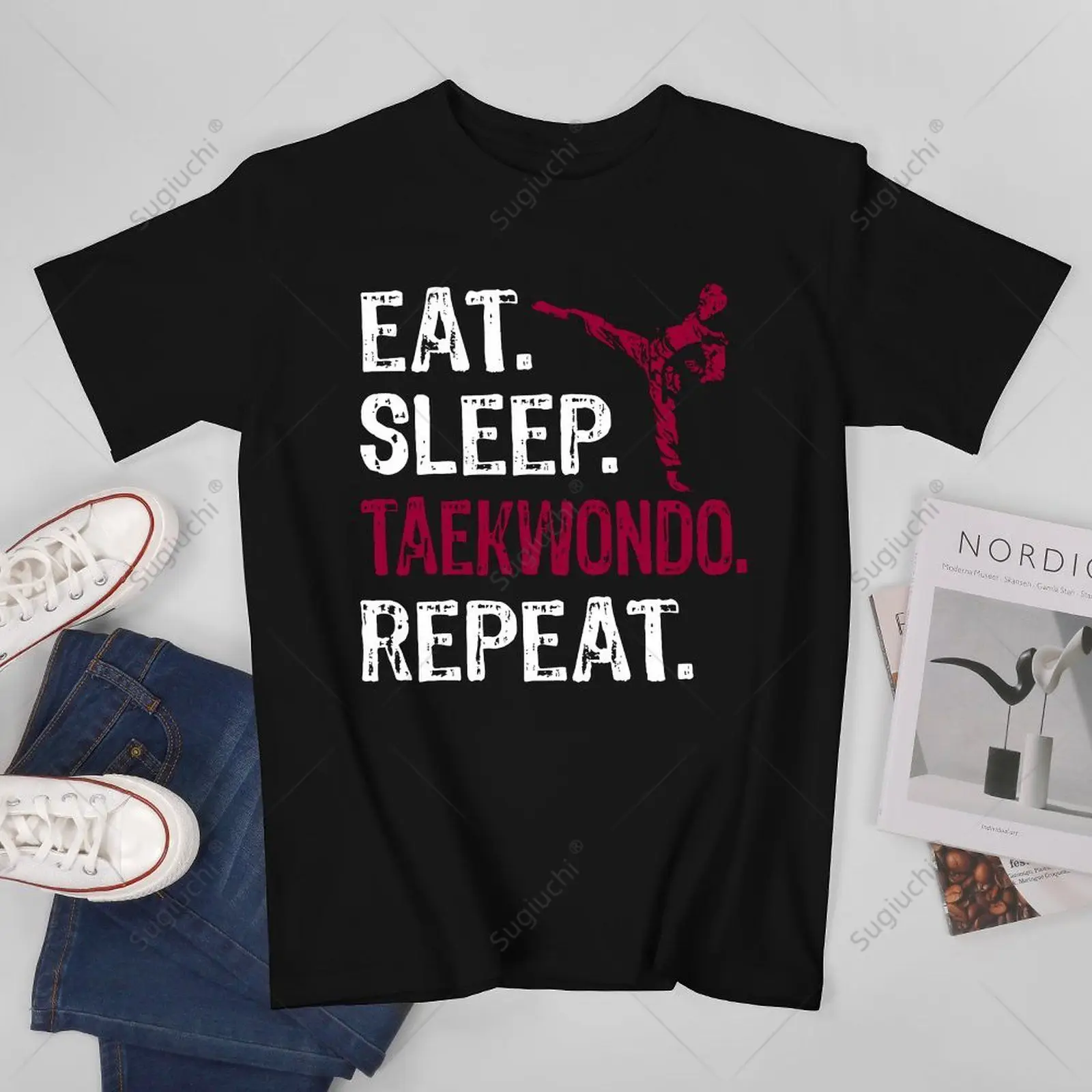 Unisex Men Eat Sleep Taekwondo Repeat Taekwondo Player Funny Tshirt Tees T Shirts Women Boys 100% Cotton T-Shirt