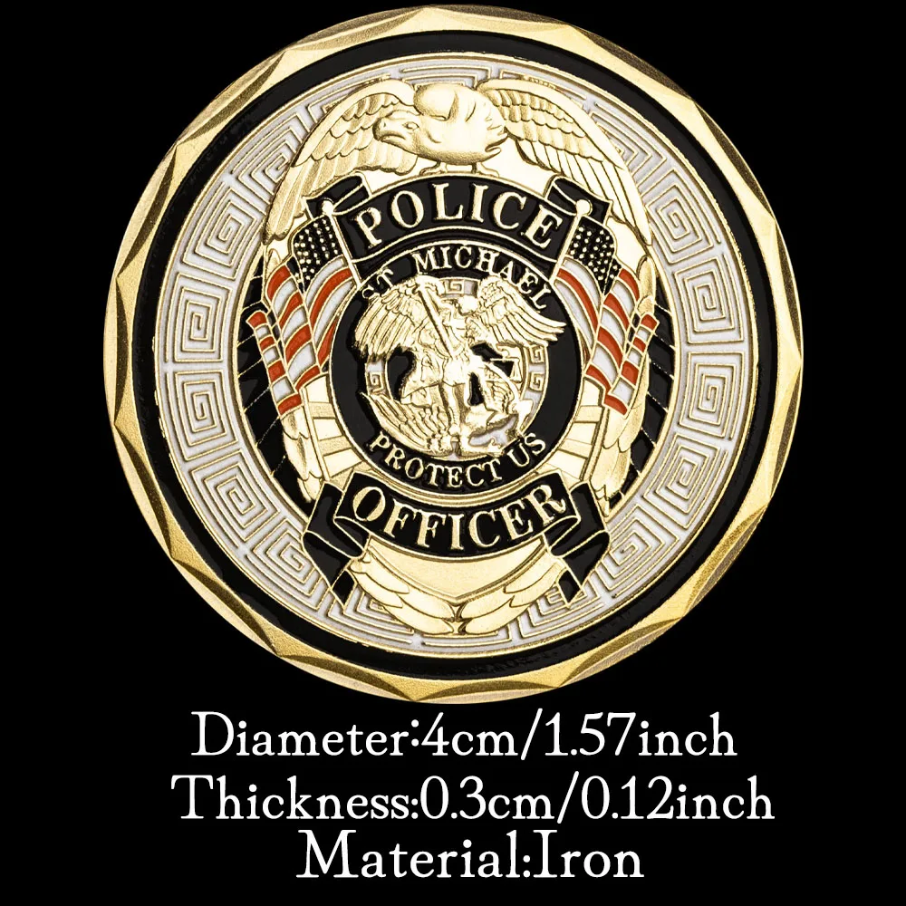 United States Police Officer Collectible Golden Plated Souvenir ST. Micheal Patron Saint of Law Enforcement Commemorative Coin