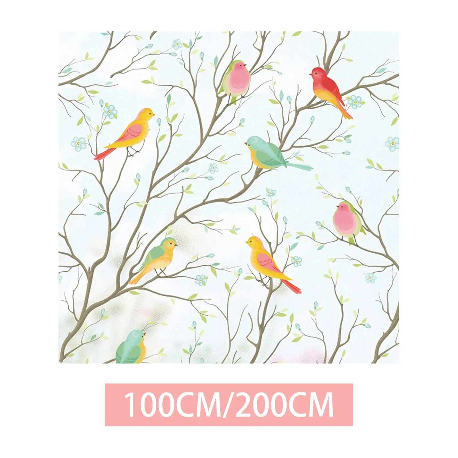 Window Privacy Film Bird Colorful Window Decal No Glue Installation Static Cling for Dorm Apartment Cafe Bathroom Decorations