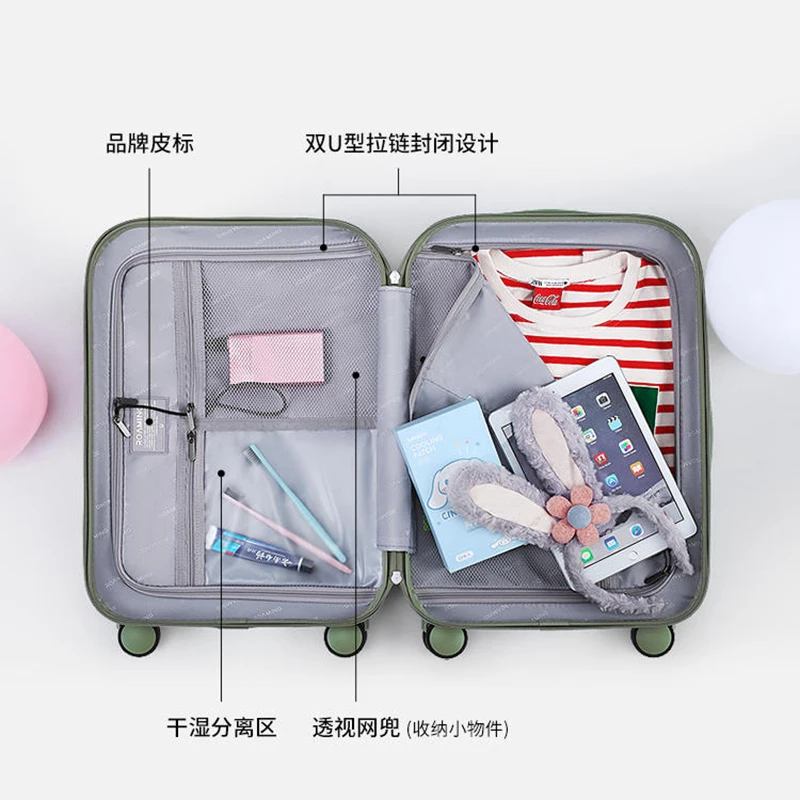 Ice cream Suitcase Universal wheel pull rod box Light boarding student suitcase Travel box 20 "24 men and women