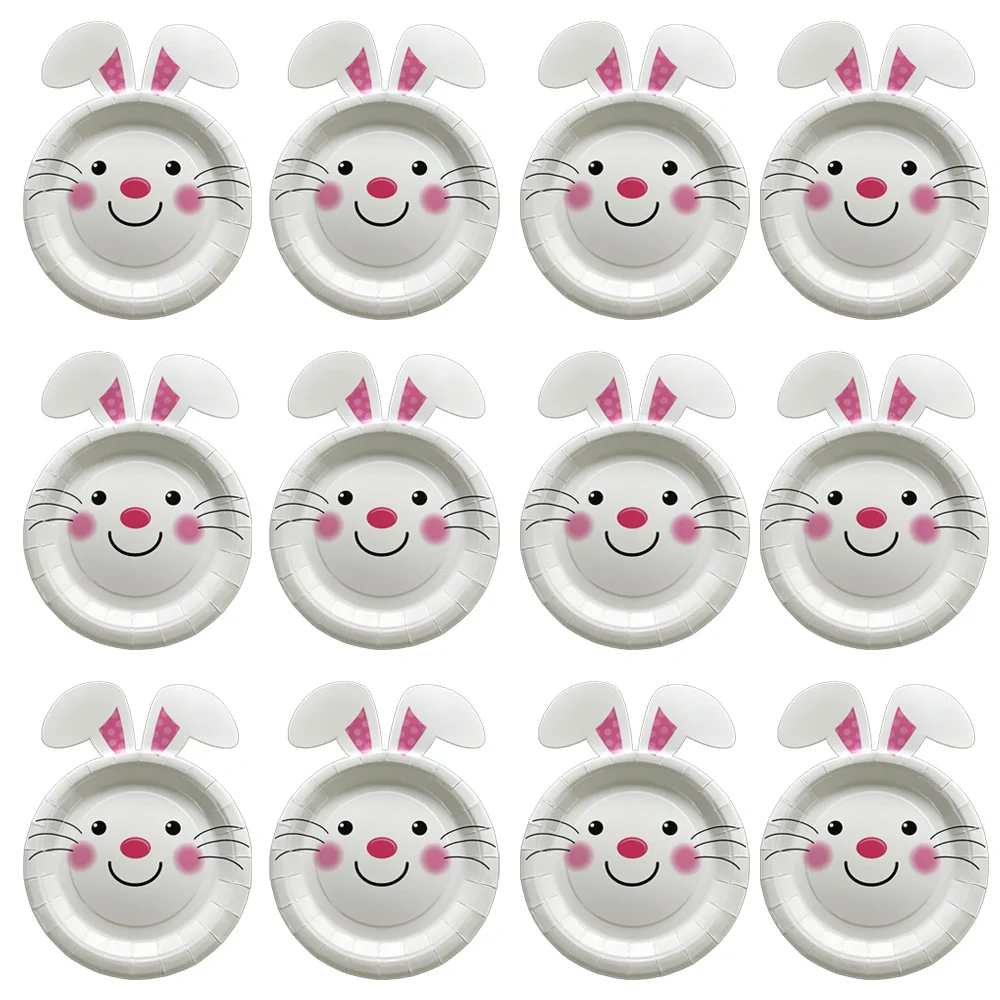 

24pcs Easter Paper Plate Bunny Shape Disposable Dessert Plates Kids Rabbit Birthday Party Dinner Dish Supplies Spring Holiday