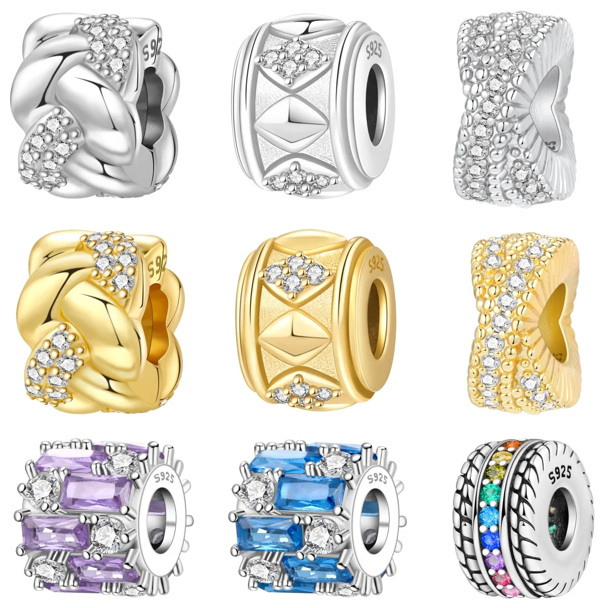 

Бусины MISEFF из стерлингового серебра S925, универсальные разноцветные бусины с цирконием, подходят для оригинального браслета, для изготовления украшений своими руками, подарок для женщин