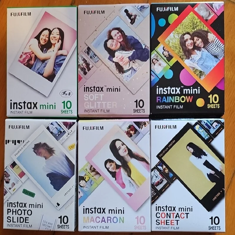 Papel Fotográfico con Borde Blanco para Cámara Fujifilm Instax Mini 12, 11/40/9/8/7/70/90/99, Película Fujifilm Instax Mini, Diseño en Color