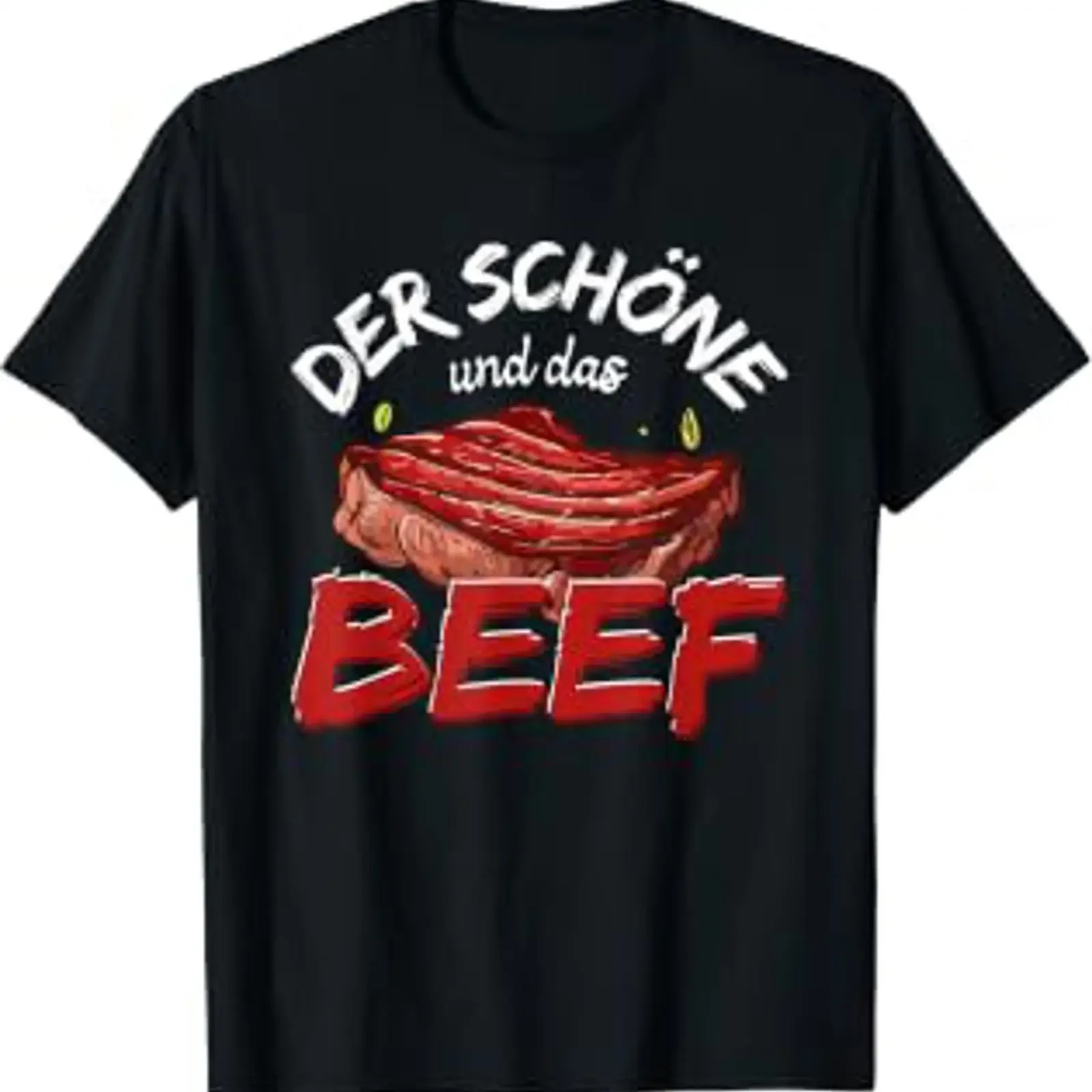 Grilling BBQ Smoking Steak Outfit Grillmaster The Beauty and Beef Meat Lover Barbecue T Shirt Black S vintage Washed Soft