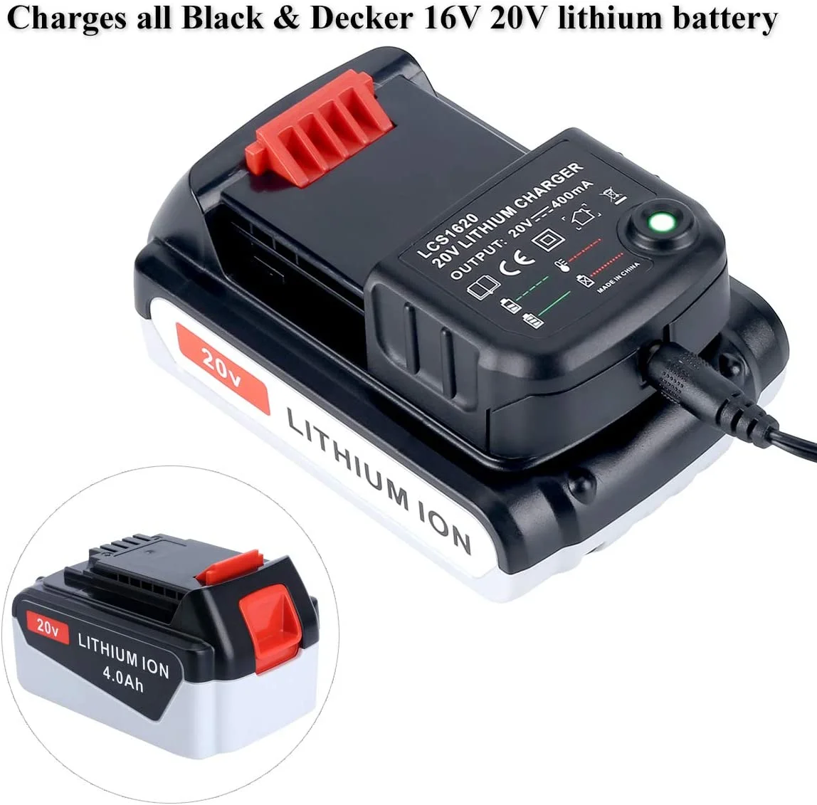 Li-ion Battery Charger Adapter LCS1620 For Black&Decker 10.8V 14.4V 18V 20V Serise LBXR20 Electric Drill Screwdriver Tool