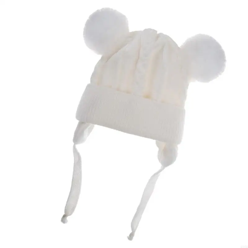 090B Unisex Baby Ear Warmer Soft Knit Baby Hat with Ear Protections Adjustable Baby Hat Excellent for Travel & Shopping