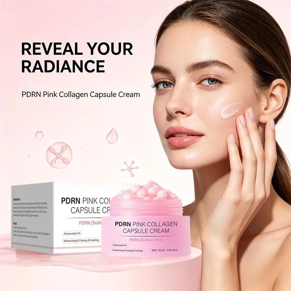 PDRN Collagen Capsule Cream 50ml Salmon DNA 5% Niacinamide Hyaluronic Acid Firming Brightening Anti-Wrinkle Glass Skin Facial