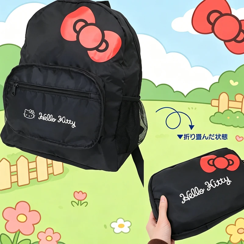 

Anime Portable Hello Kittys Backpack Water Proof Large Capacity Foldable Kawaii Cartoon Storage Backpack Bags for Woman