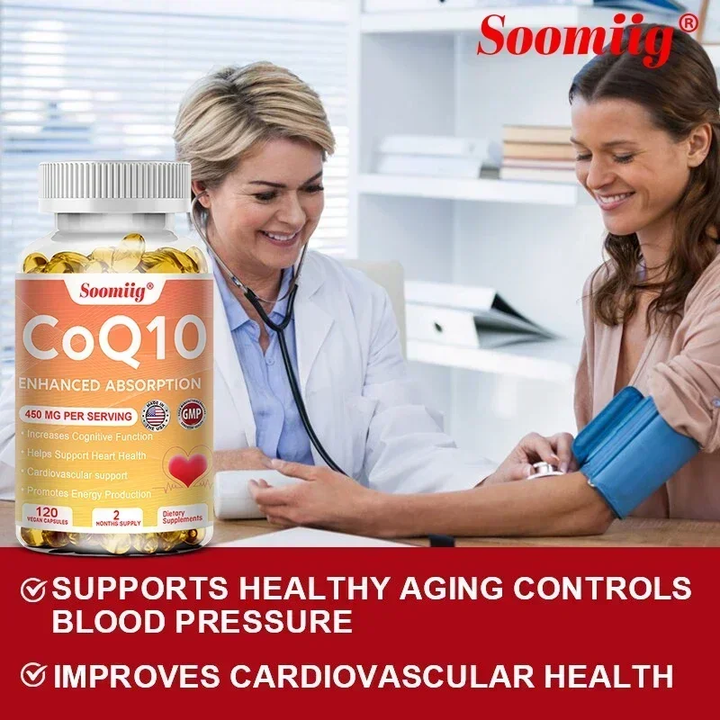 Coenzyme Q10 Capsules Energy Vitamins Health Food Organic Super Absorption COQ10 Cognitive Function & Heart Health 120 Capsules