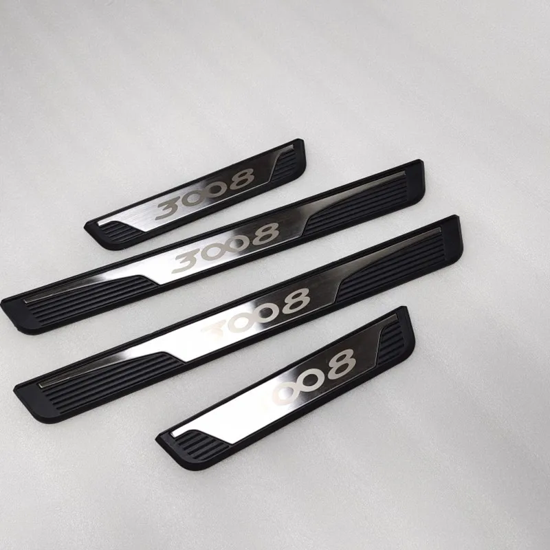 For Peugeot 3008 GT Car Door Sill Protector Scuff Plate Trim Interior Accessories Pedal Styling Sticker 2021 2020 2019 2018 2017