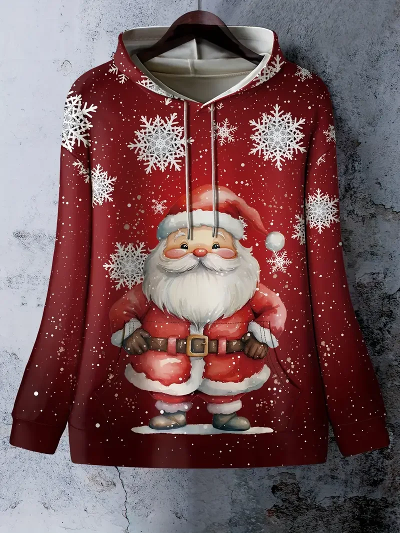 산타 클로스 3d 프린트 후드 여성 패션 캐주얼 다목적 크리스마스 후드 티셔츠 레이디 코트 여성 의류 오버 사이즈 겨울