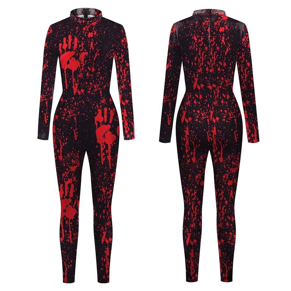 Disfraz de Halloween con estampado 3D de sangre para hombre y mujer, mono de Cosplay