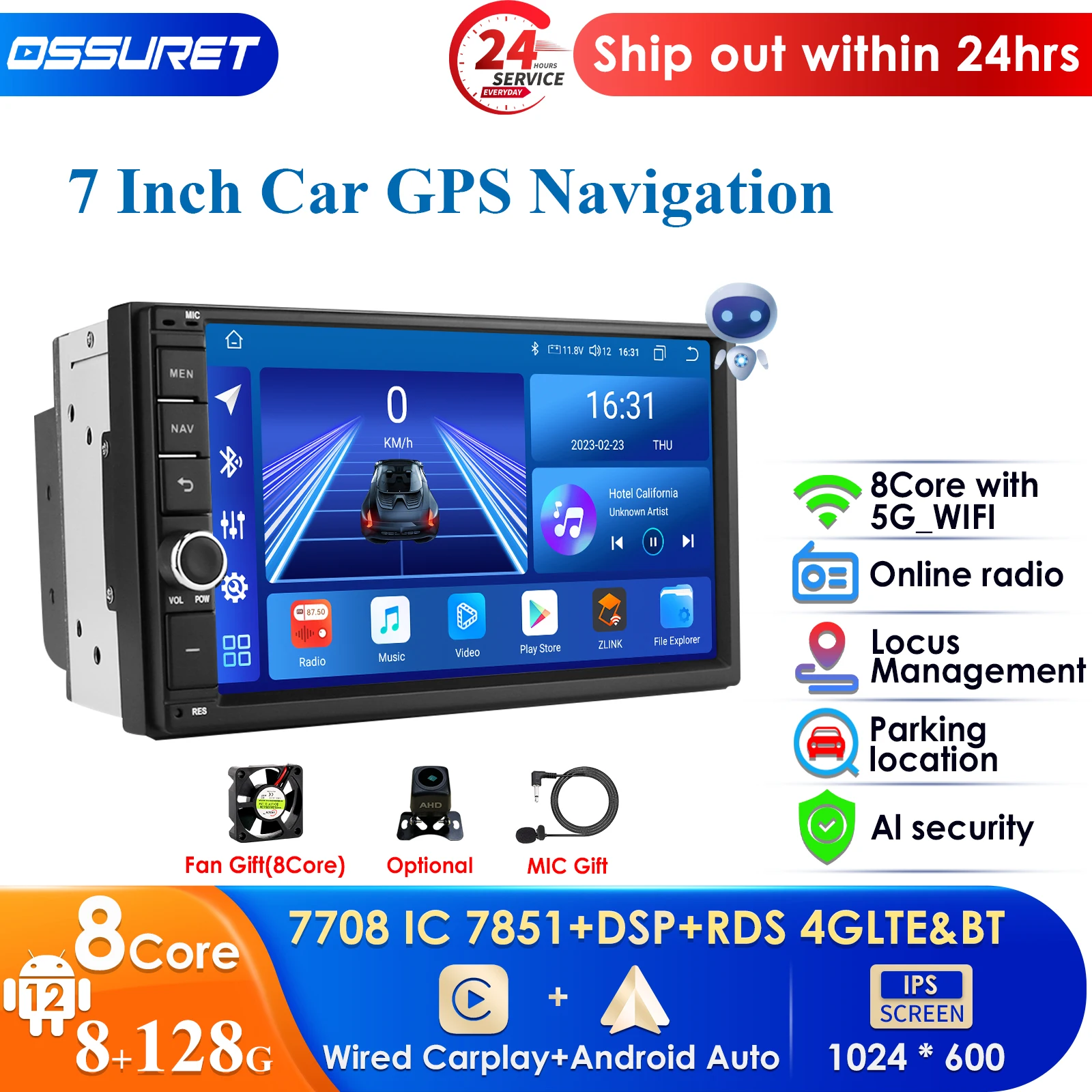 

7Inch Android 13 OctaCore 8G RAM 128G ROM Universal Double 2 Din for Nissan Car Audio Stereo GPS Navigation AutoRadio Multimedia