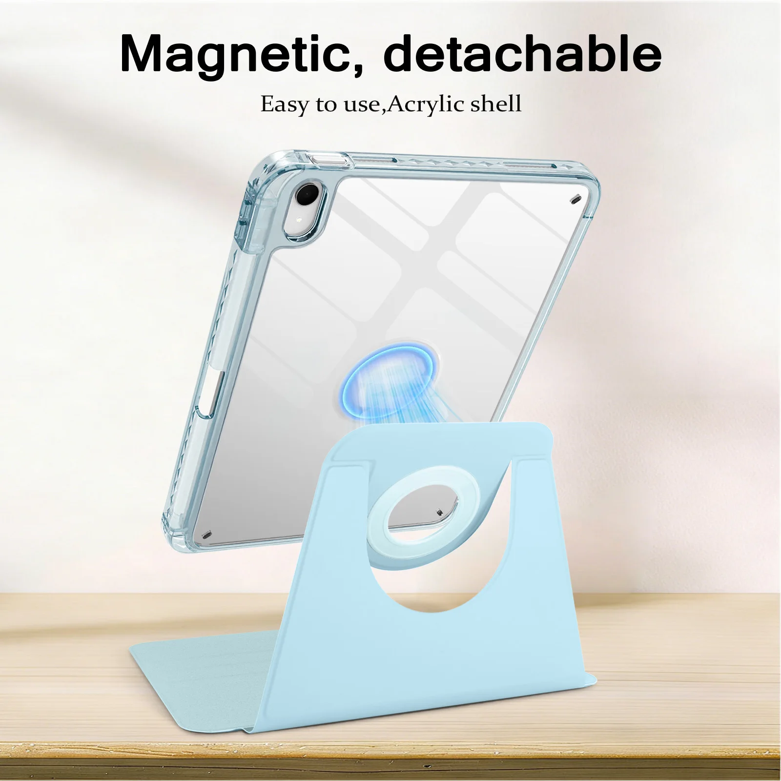 Magnetic Detachable Stand Case For iPad Pro Air 4 5 6 7 2026 2025 A16 10th 11th Gen Hard Cases 10.9 11 12.9 13 inch Clear Cover