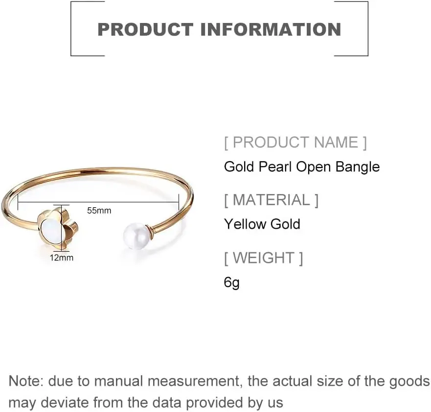 Unique 18k gold Freshwater Pearl Open Cuff Bangle for Women, Exquisite Crystal Design, Fashion Open Bangle Bracelet, Ideal Christmas Jewelry Gift for Her