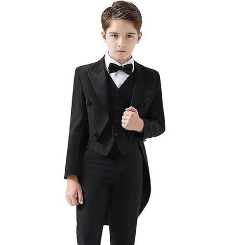 Traje de esmoquin de 3 piezas para niños 2025, traje ajustado para niños, conjunto de trajes para graduación, boda, concierto, traje informal, chaqueta, chaleco y pantalones