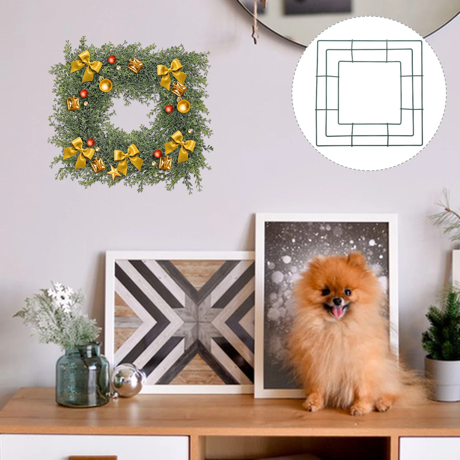 

Square Wreath Frame Garland Flower Making DIY Wedding Rings Arranging Rack Metal Wire Hoop Decorative nament Home Garden Bedroom