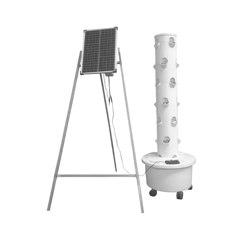 Lyine Manufacturer Machine Tower Vertical Hydroponic Plastic Hydroponics Tower With Solar Panel