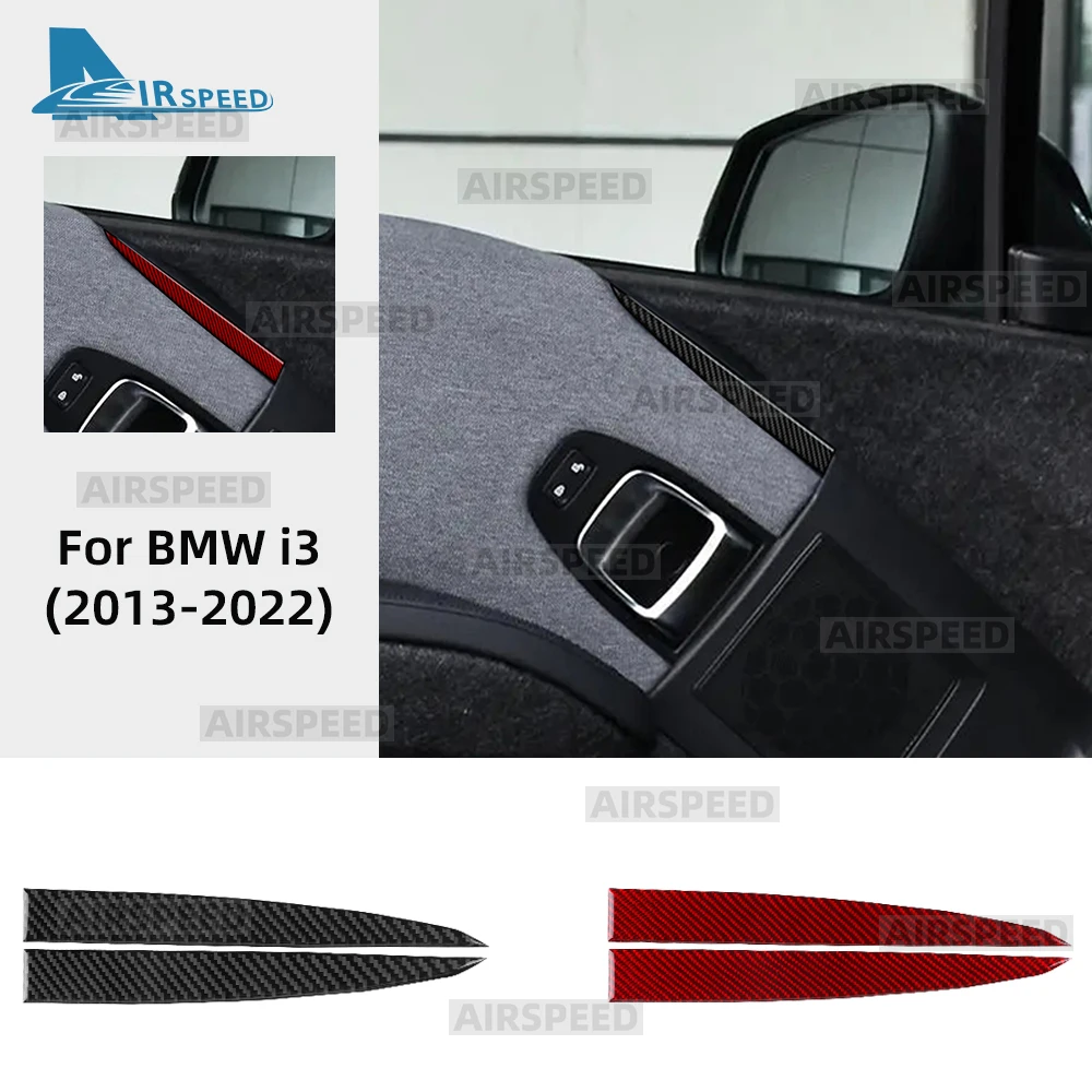 Für BMW i3 2013-2022 Zubehör Auto Tür Lautsprecher Über Dekor Trim Panel Aufkleber Innen 2 stücke Real Soft Carbon faser LHD RHD