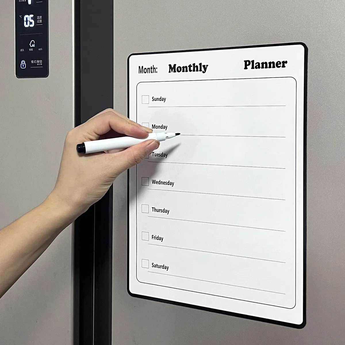 Magnetische koelkast droog uitwisbare kalender maandelijkse planner whiteboard record message board memo pad muur kalender benodigdheden