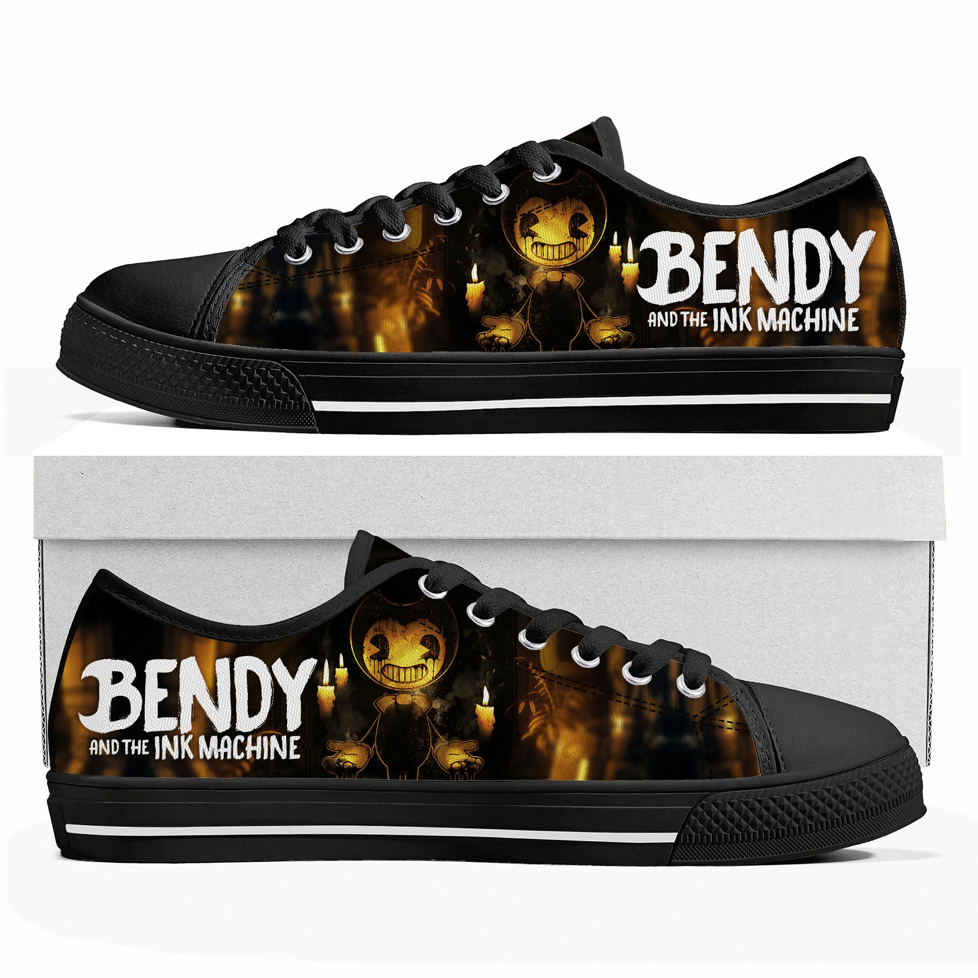 Anime Cartoon Manga Game Bendy Low Top Sneakers Women Men Teenager High Quality Fashion Shoes Casual Tailor Made Canvas Sneaker