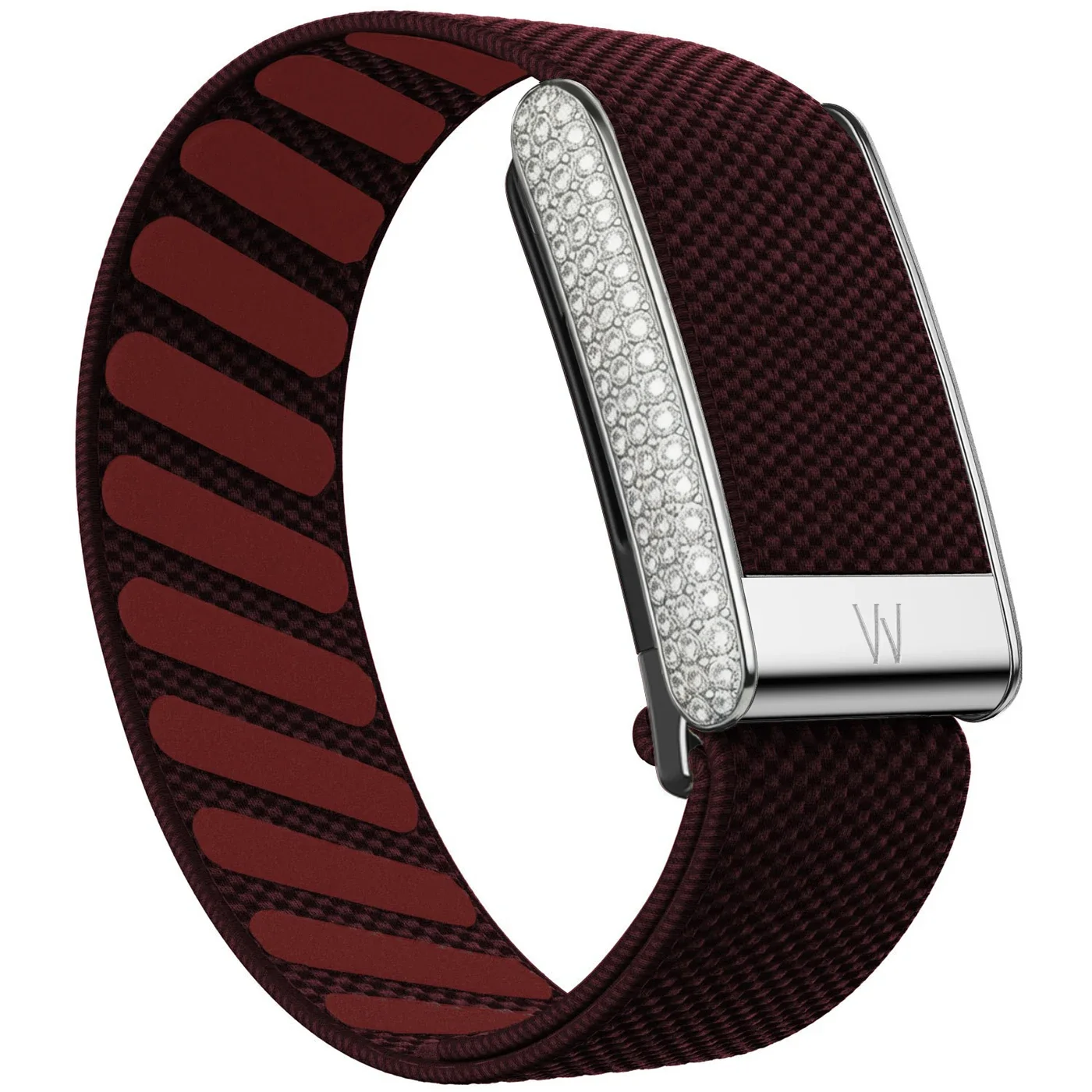 Diamond-Embedded For Whop5.0 Nylon Woven Elastic Casual Wristband with Full-Diamond Bright Silver Metal U-Frame