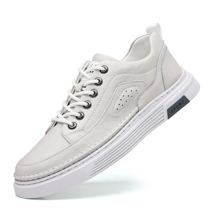 

Business Fashion Leather Sneakers for Men Spring Autumn Korean Casual Shoes Male Solid Color New Designer Board Shoes Man